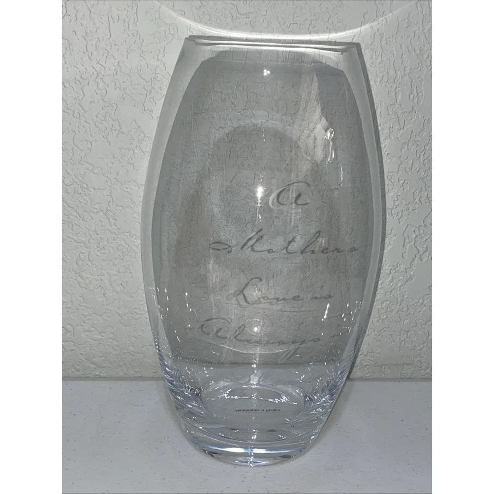 Etched Clear Glass Floral Vase Mother's Day 